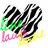 Pixelated icon with black, white, green, pink, and yellow elements forming abstract shapes and partial text on a white background.