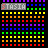 25 identical pixelated icons arranged in five and five , each displaying the word 'STASIA' above a rainbow-colored dot matrix pattern on black background