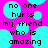 Pixelated text on a bright pink background with cyan circular shapes, displaying 'no one hurts my friend who is amazing' in black block letters.