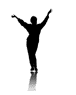 Silhouette figures in various poses on a gray background with white gradient reflections beneath each figure.