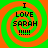 Four identical pixelated display 'I LOVE SARAH !!!!!' text over green and orange spiral backgrounds