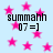 Light blue background with scattered pink stars and repeated black text 'summahh 07=]' in four quadrants.