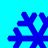 Four blue snowflake-shaped icons on a cyan background, each with distinct branching patterns and pixelated edges.