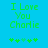 Green pixelated text "I Love You Charlie" on bright blue background with five green asterisks below, two versions of the same design side-by-side.