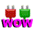 Pixelated animated buddy icon featuring two plug-shaped characters with