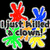 Pixelated icon with four colored flower-like shapes above a central orange starburst on black background.