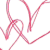 A static pixelated image of a pink thread forming a heart shape with loose ends extending outward on a white background.