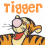 Animated contact sheet of a cartoon tiger character with orange stripes and pink nose, displayed across multiple frames showing slight animation changes in text and facial expression.
