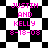 Black-and-white checkered background with pink text reading "JUSTIN AND KELLY 8-18-08" in four identical quadrants.
