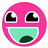 Pink circular icon with wide eyes and a large open mouth showing green tongue, displayed in three identical views.