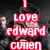 A pixelated image with red text overlay reading 'I love edward culien' over a dark background featuring two figures in close proximity.