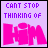 Two side-by-side animated frames of a pixelated buddy icon with purple text and large stylized letters on light purple backgrounds, differing only in the color of the lower text.