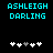 Pixelated cyan text 'ASHLEIGH DARLING' above two of white and gray plus signs on black background