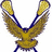 Pixelated icon with blue, white, and gray quadrants; central golden eagle holding lacrosse sticks above text reading "The Wall Matt Hanley".