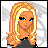 Pixel art of a blonde woman with blue eyes, wearing black clothing and knee-high boots, displayed in multiple showing different body parts