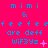 A static digital image with repeated text elements in cyan on a bright pink background, featuring small symbols and variations across three