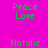 Pixelated green text 'Peace Love' and 'Natalie' on magenta and yellow backgrounds with pink overlay.