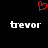 Red pixelated heart symbol above two identical white text strings on black background.