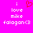 Pixelated text and a heart symbol on bright pink background, with identical left and right sides showing 'i love mike fologan<3' in white block letters.