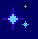 Pixelated star icons in varying sizes and shades of blue on a dark blue background, with one small icon changing position.