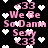 Pixelated pink text and white hearts on black background with animated heart effects.