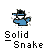 Pixel art character in blue outfit with white mask and black hair, holding a rifle, displayed in multiple poses and animations with crosshair targets and red splatter effects.