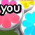 Four- with text fragments: 'you', 'belong', 'with', 'me<33.' over floral, starry, striped, and rainbow backgrounds