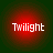 Four identical circular red icons with white text "Twilight" on dark green background