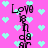 Pixelated text 'Love' and 'frank' on pink background with cyan hearts, animated by shifting vertical alignment.