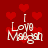 Red background with scattered red hearts and white text reading "I Love Madgan" in a stylized font.