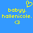 Yellow pixelated text and symbols on a solid blue background, with identical left and right halves of the composition.