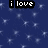 six with text fragments and a central animated icon featuring a red heart, rainbow stripes, and star-like shapes against blue and white backgrounds