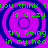 A static image with four identical circular patterns on a purple background, each containing green text.