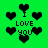 Green background with black pixelated hearts and text reading "I LOVE YOU" in multiple arrangements.