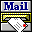 A 4-frame animated contact sheet showing a pixelated mail icon with envelope and paper, featuring blue text, yellow borders, gray background, and red plus signs in some frames.