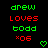 Two side-by-side pixel art text displays with 'drew loves todd *06' and a heart symbol, alternating between green and red color schemes.