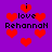 Pixelated red hearts and black text on a purple background with repeated 'i love RehannaH' phrases.