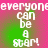 Pixelated text 'everyone can be a star!' repeated in a pattern with alternating pink and green backgrounds