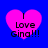 Four identical pink heart-shaped icons with black text "I Love Gina!!!" on a solid blue background, arranged in a