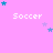 A static image with a pink background featuring multiple instances of the word "Soccer" in white text, surrounded by scattered blue and purple stars.
