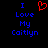Blue pixelated text reads "I Love My Caitlyn" with a red heart symbol replacing the word "Love" on the left side of a black background.