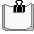 Two side-by-side pixelated frames show a black binder clip on top of white paper with gray borders; the right frame adds a smiling cartoon character and swirling symbol.