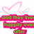 Pixelated text in green and pink with heart outlines on white background, showing partial phrases about fairy tales.
