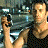 A 4-frame contact sheet of a Punisher-themed animated buddy icon showing character action and logo variations.
