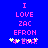 Blue background with pink pixelated text reading "I LOVE ZAC EFRON" and a yellow-and-pink symbol below, showing slight animation in the bottom-right symbol.