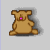 Brown pixelated teddy bear with pink nose sits in , shifting arm positions across frames