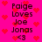 Pixelated text and heart symbols on a bright pink background with no visible animation changes.