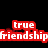 Red pixelated text on black background reads "true friendship isn't being inseper- able it's being seperated ... & nothing changes" with partial word breaks.