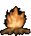 Three pixelated fire icons arranged in a , each showing distinct flame shapes and base structures against a gray background