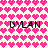 Pixelated heart pattern with repeated text 'DYLAN' on a gradient background.